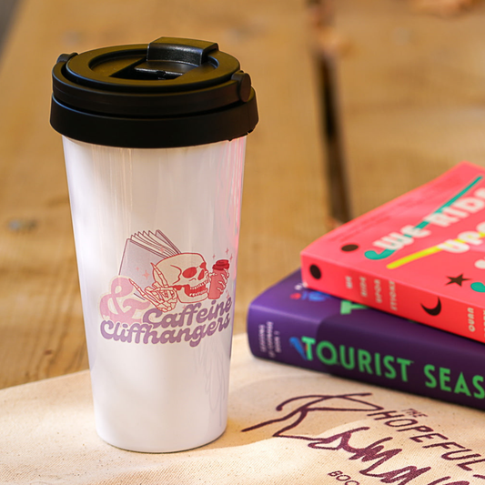Caffeine and Cliffhangers 15oz Stainless Steel Travel Mug